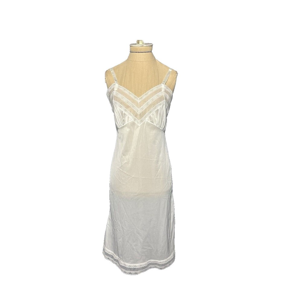 Vintage Richform Full Slip Richform White Nylon Lace Satin Slip Size 32